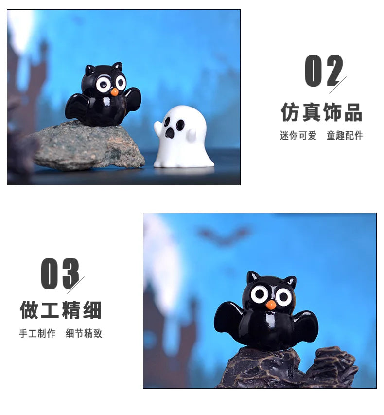 Halloween Micro Landscape Miniature Figurines Resin Craft Mini Fairy Garden Ornaments Cute Pumpkin Ghost Home Decor