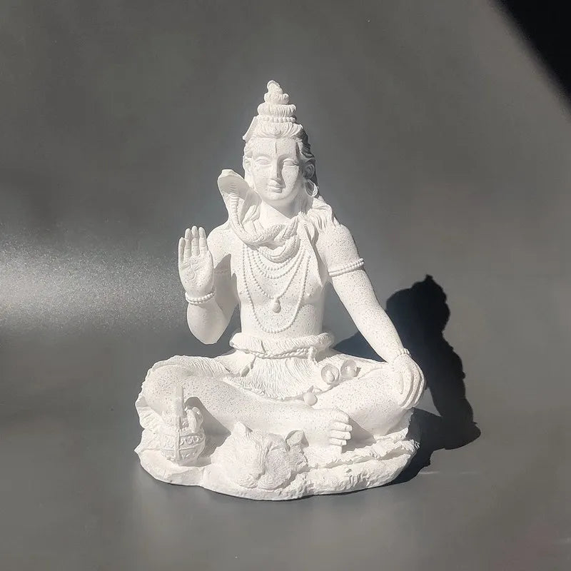 Vilead 13cm Sandstone Shiva Statue Yoga Figurine Ornament Zen Meditation Buddha Decor India Religion Feng Shui Craft Home Living