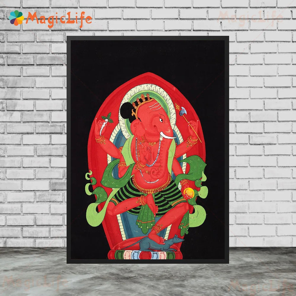 Indian Religion Ganesha Hindu Mythology God Posters Wall Pictures For Living Room Poster Wall Art Canvas Painting Unframed