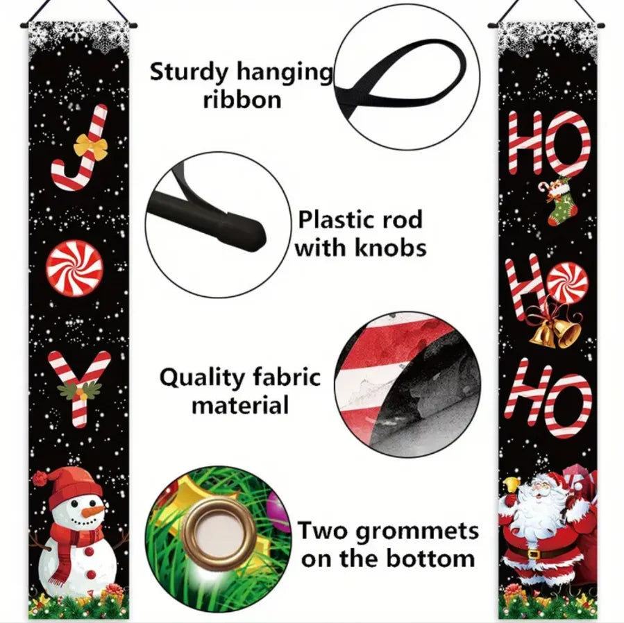 Christmas Hanging DoorBanner Antithetical Couplet Merry Christmas Party Decoration New Year 2026 Christmas Wall Banner Xmas Gift