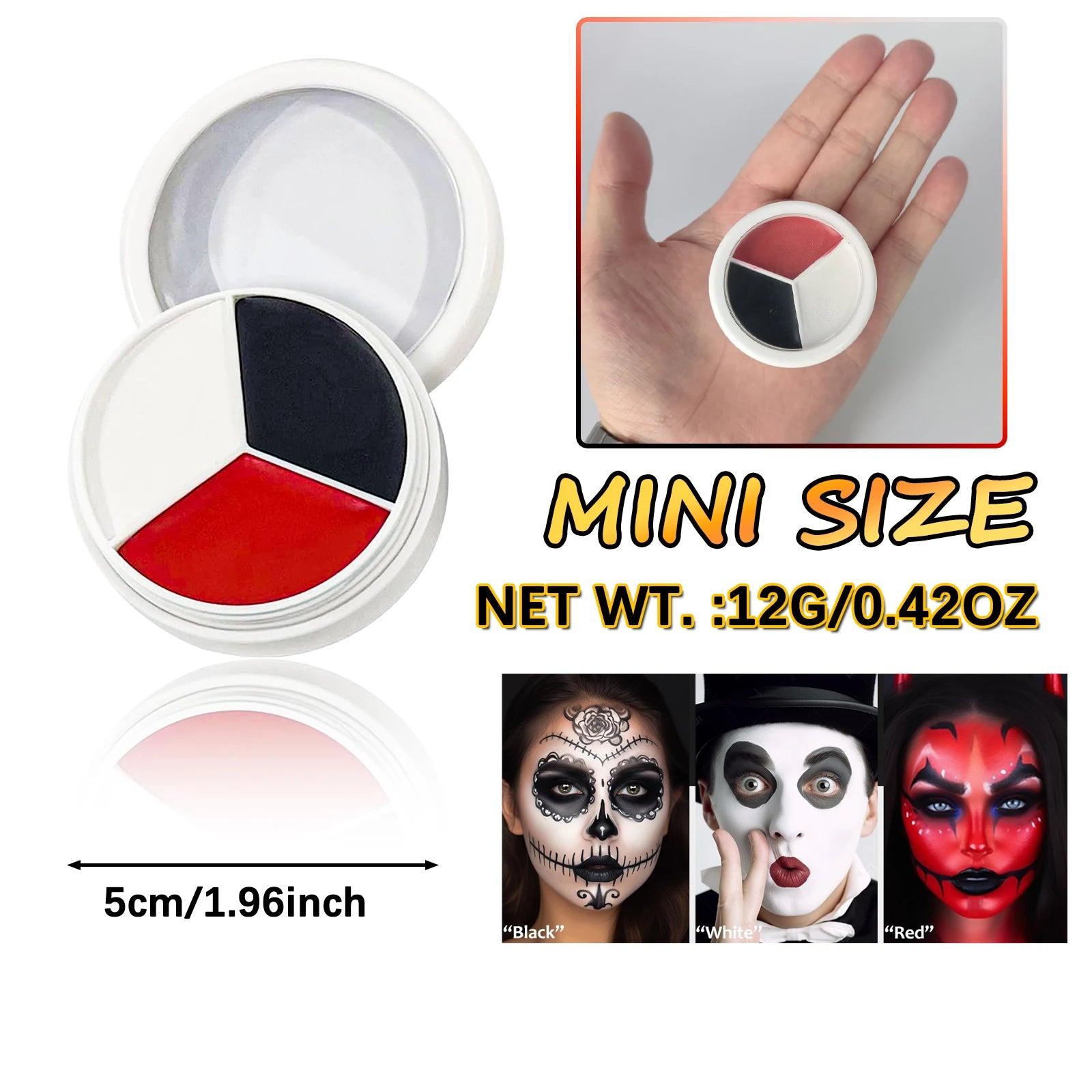 Halloween Makeup Palette Face Body Paint Makeup Wheel White Black Red Waterproof Zombie Skeleton Cosplay Makeup Face Painting