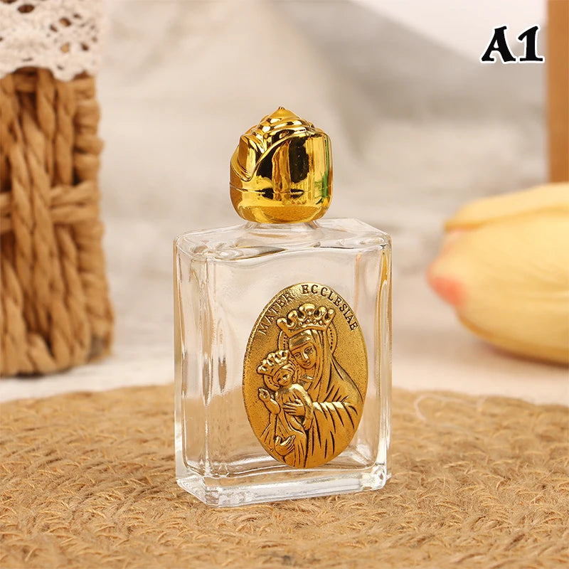 11 Types Of Glass Holy Water Jesus Bottle Religious Cross Bottle Christian Virgin Sculpture Bottle Refillable Holy Water Bottle