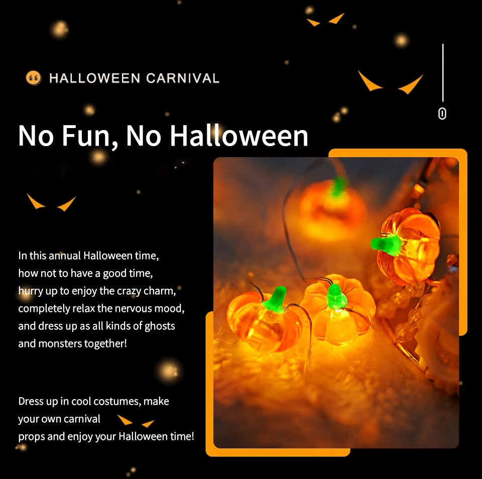 Halloween Cubic Pumpkin String Lights 1/2/3M Warm White Always Bright Event Party Decoration Creative Ambient Lights