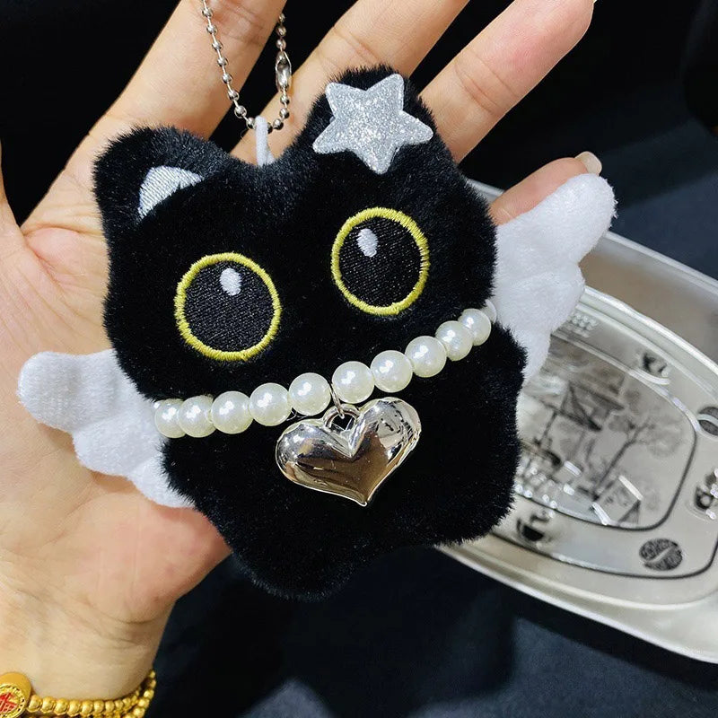 Cute Keychain Kawaii Black Cat Keychain Plush Cats Toy Backpack Hanging Pendant Decoration Keyring Halloween Ghost Theme Gifts