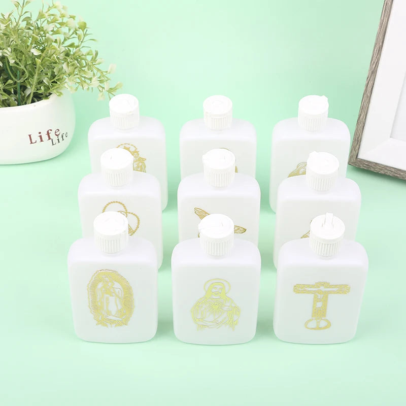 100ml Holy Water Bottles With Screw Lid Plastic Holy Water Container Holy Water Empty Containers With Gold Cross