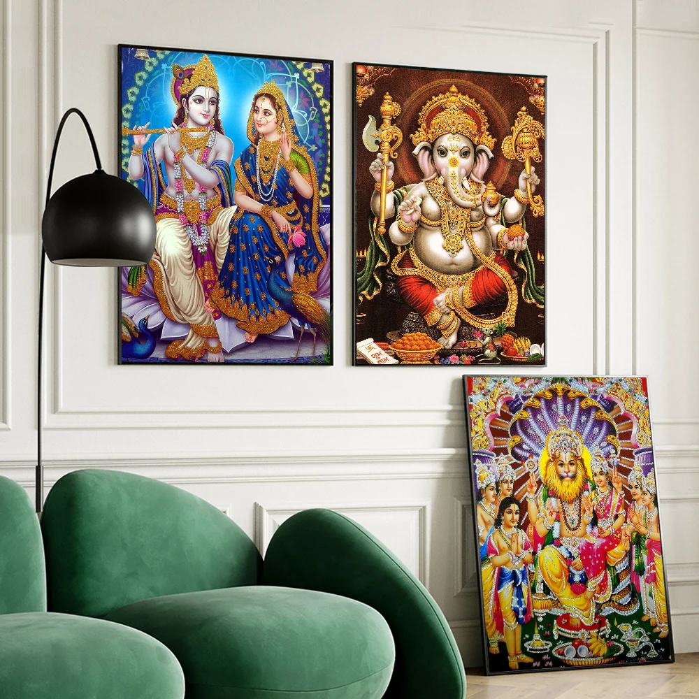 Modern Hindu God Anime Posters Sticky Whitepaper Sticker DIY Room Bar Cafe Kawaii Room Decor
