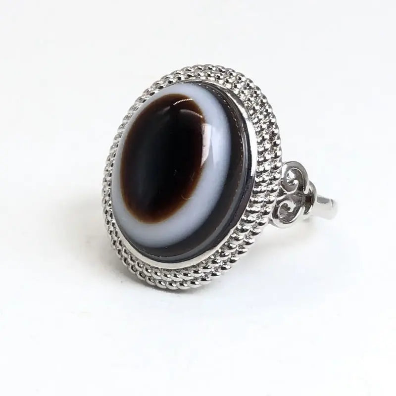 Gothic Evil Eye Ball Design Charm Ring for Men and Women, Crystal opal Jewelry, Punk Finger Accessories, Stainless Steel