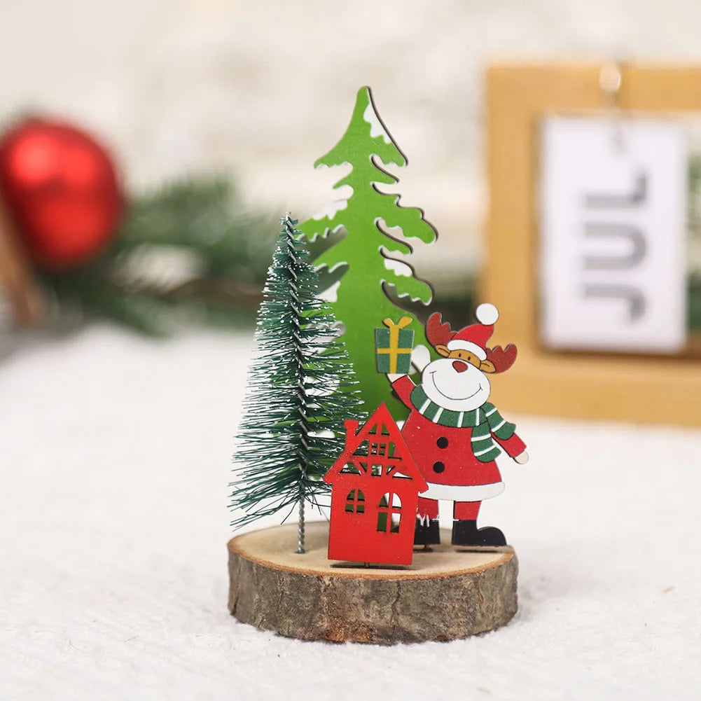 Christmas Wooden Ornaments Xmas Tree Pendant Santa Claus Crafts Table Decor Christmas Tree Decor Xmas Gifts New Year 2024