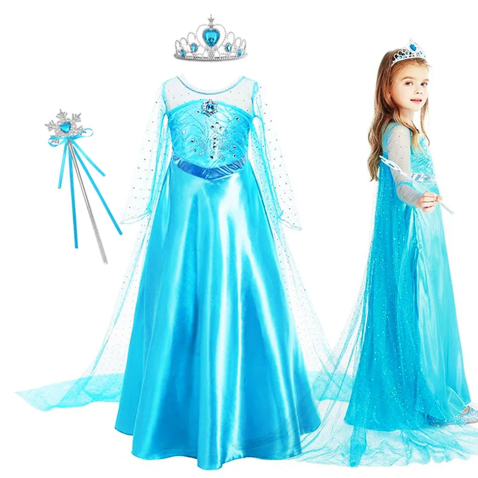 Elsa Dress for Girls Birthday Princess Dress For Kids Halloween Carnival Easter Party Cosplay Girls Costume