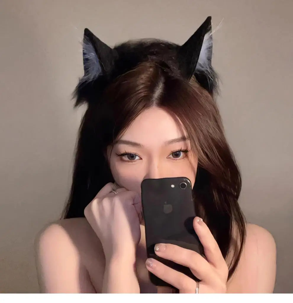 Plush Cat Ears Headband Women Girls Cosplay Hair Band Funny Cute Lolita Hair Hoop Hair Accessories Christma Halloween Dress Up