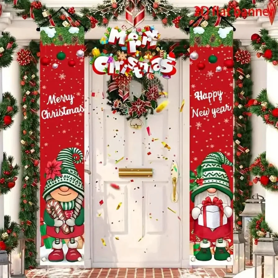 Christmas Hanging DoorBanner Antithetical Couplet Merry Christmas Party Decoration New Year 2026 Christmas Wall Banner Xmas Gift
