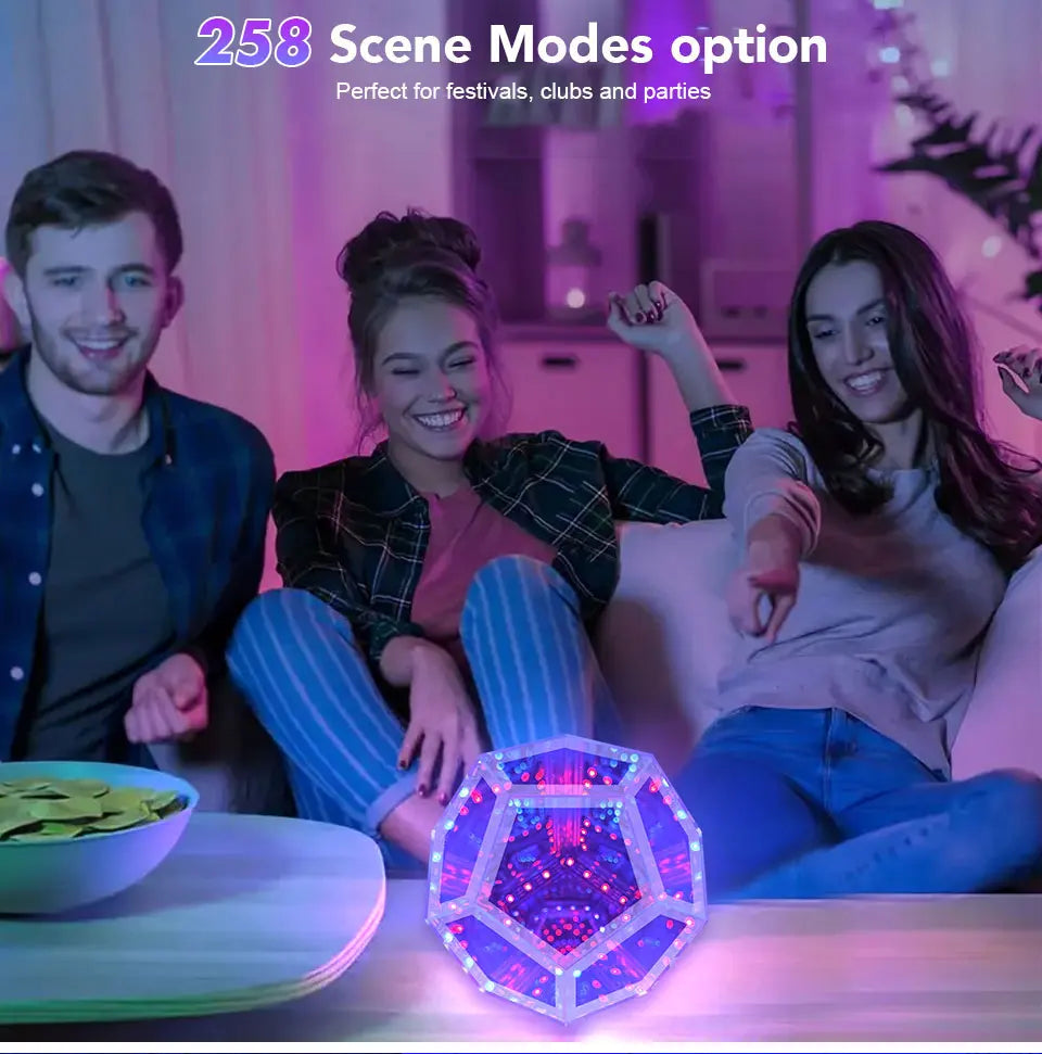 LED RGB Night Lights Dodecahedron Dreamy Geometric Space Lights Atmosphere Night Creative Color Home Decorative Light Gifts