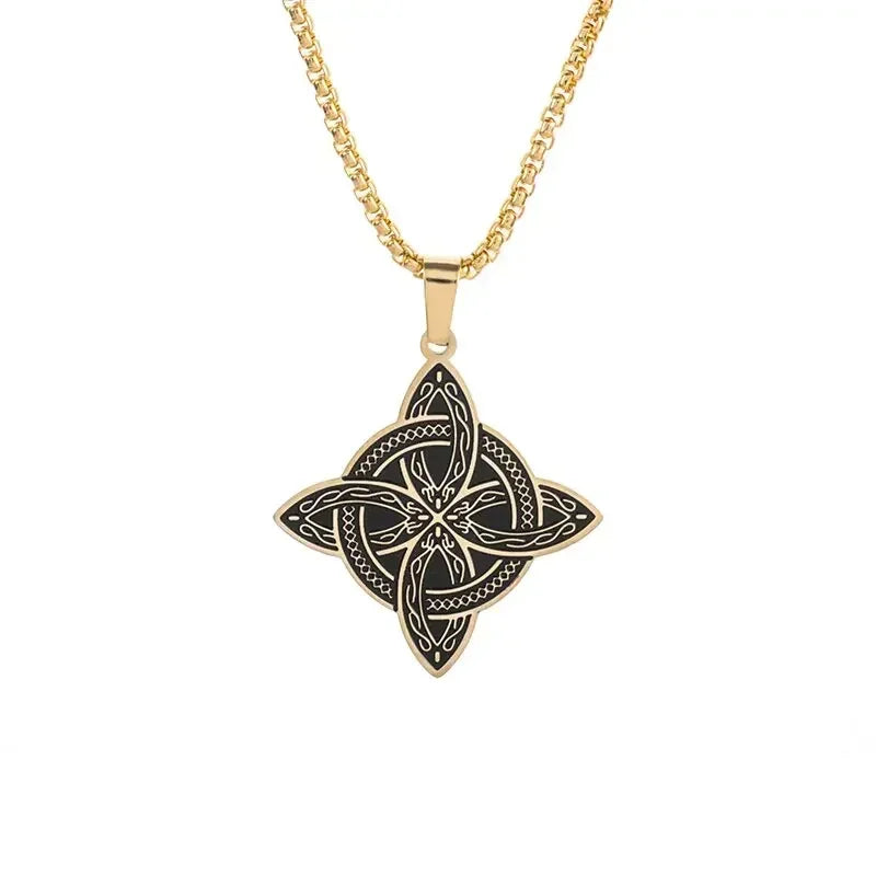 Gold Color Cross Compass Polaris Pendant Round Coin Necklace Men and Women Charm Hip Hop Rock Casual Party Jewelry Gift