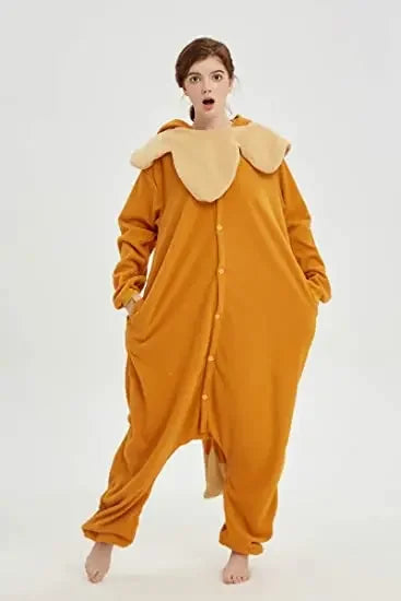 Brown Eevee Adult Onesies Kigurumi Cartoon Animal Fleece Unisex Pyjama Halloween Christmas Cosplay Holiday Party Clothes