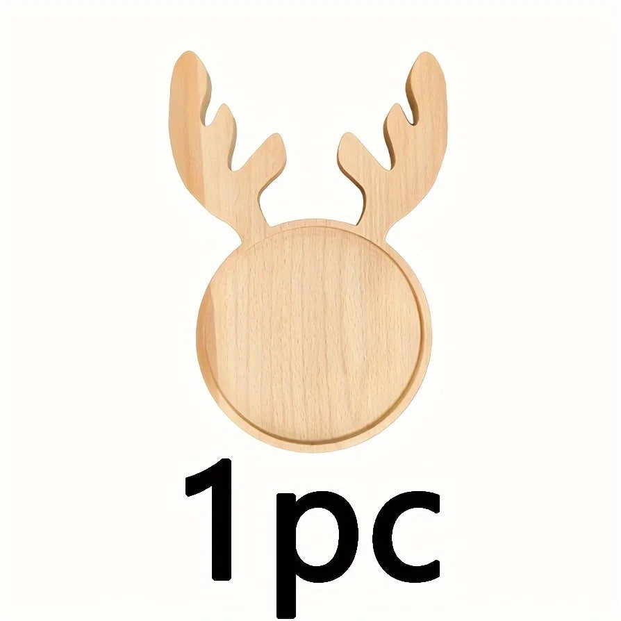 Christmas Charm Wooden appetizers, snacks, desserts and sweets, festive reindeer, tree and hat patterns, home decor