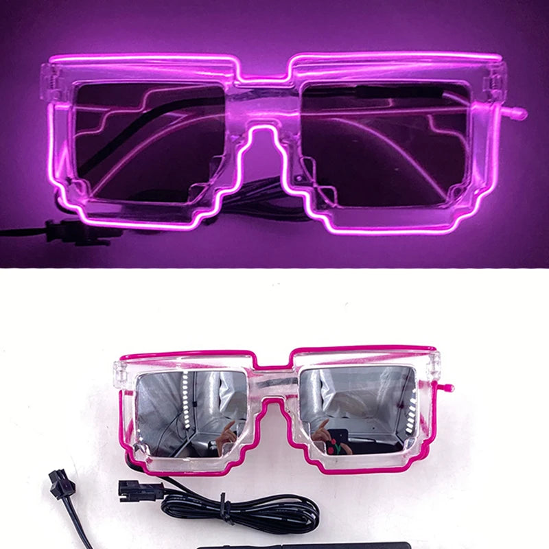 Funny Light Up Glasses Luminous LED Mosaic Glasses Men Women Halloween Party Supplies Glowing Glasses Neon Gafas Prpos