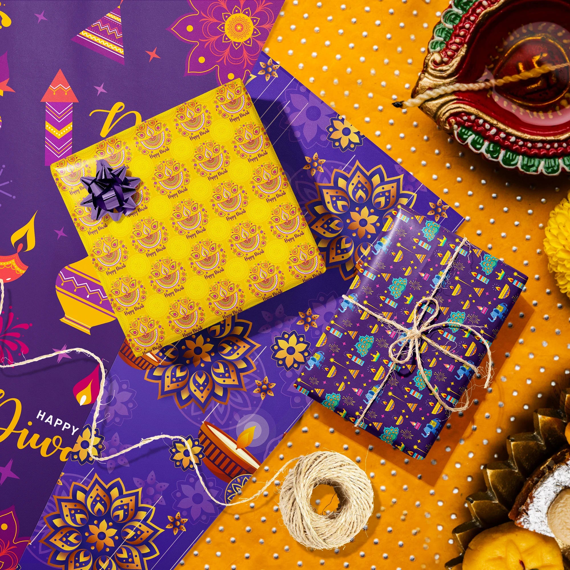 12pcs Diwali Festival Wrapping Material Paper Baby Shower Party Gifts Decorative Packing Craft Papers