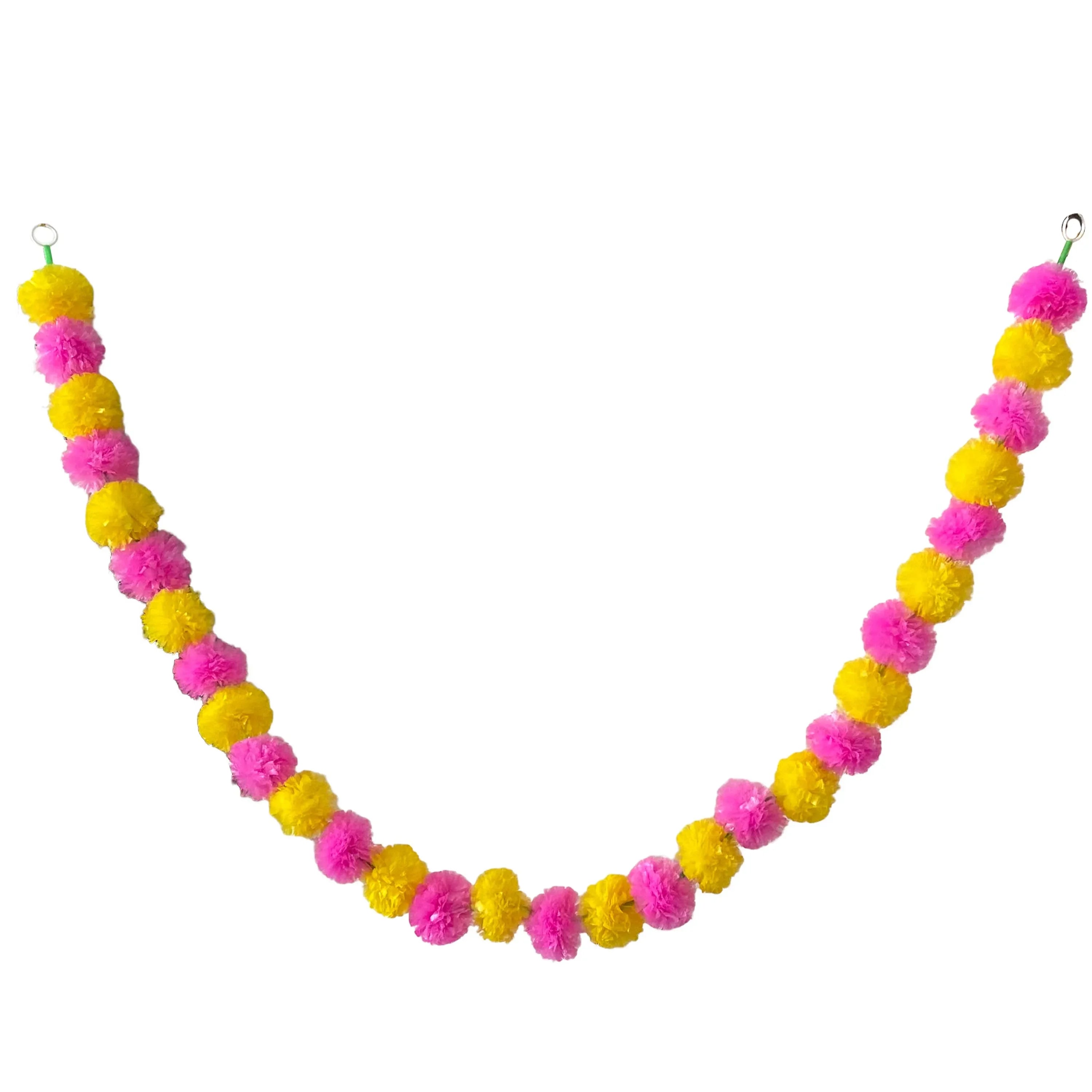 2 Pcs Marigold Flower Garland with бо Flowers for Diwali Mexican Dia de los Muertos DIY Wreath Day of The Dead Decor Party