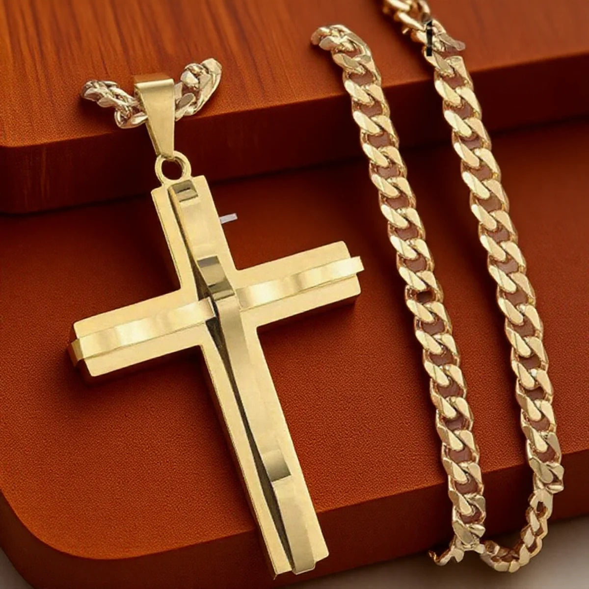 Men's Cross Pendant Necklace Fashion Hip-hop Jewelry Accessories Stylish Design Unique Gift for Him