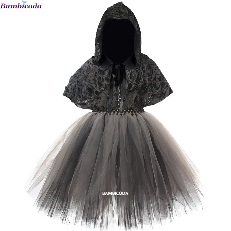 Halloween Grim Dresses Horror Death Cosplay Black Cloak Costume Girls Party Clothes Halloween Dress Demon Ghosts Costume