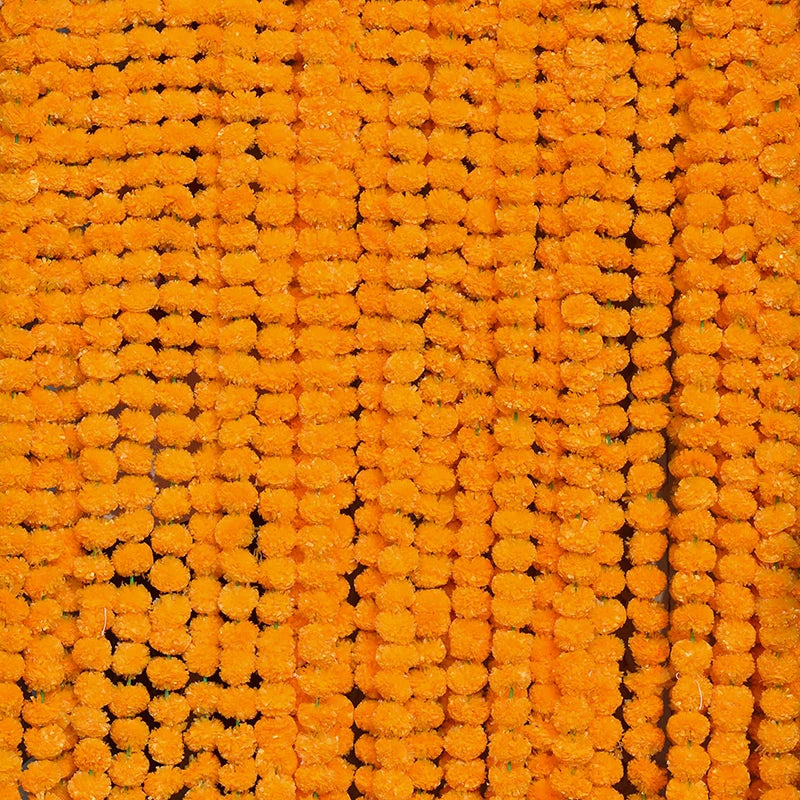 5-50pcs Marigold Flower Garland For Decoration 5 ft Artificial Flowers Mexican Diwali Indian Wedding Party Pooja Day of The Dead