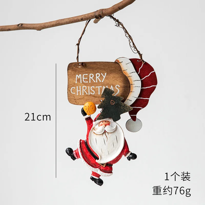 Christmas Resin Tree Decorations Santa Snowman Angel Pendant Ornament DIY Kids Toys Noel Navidad Kerst 2023