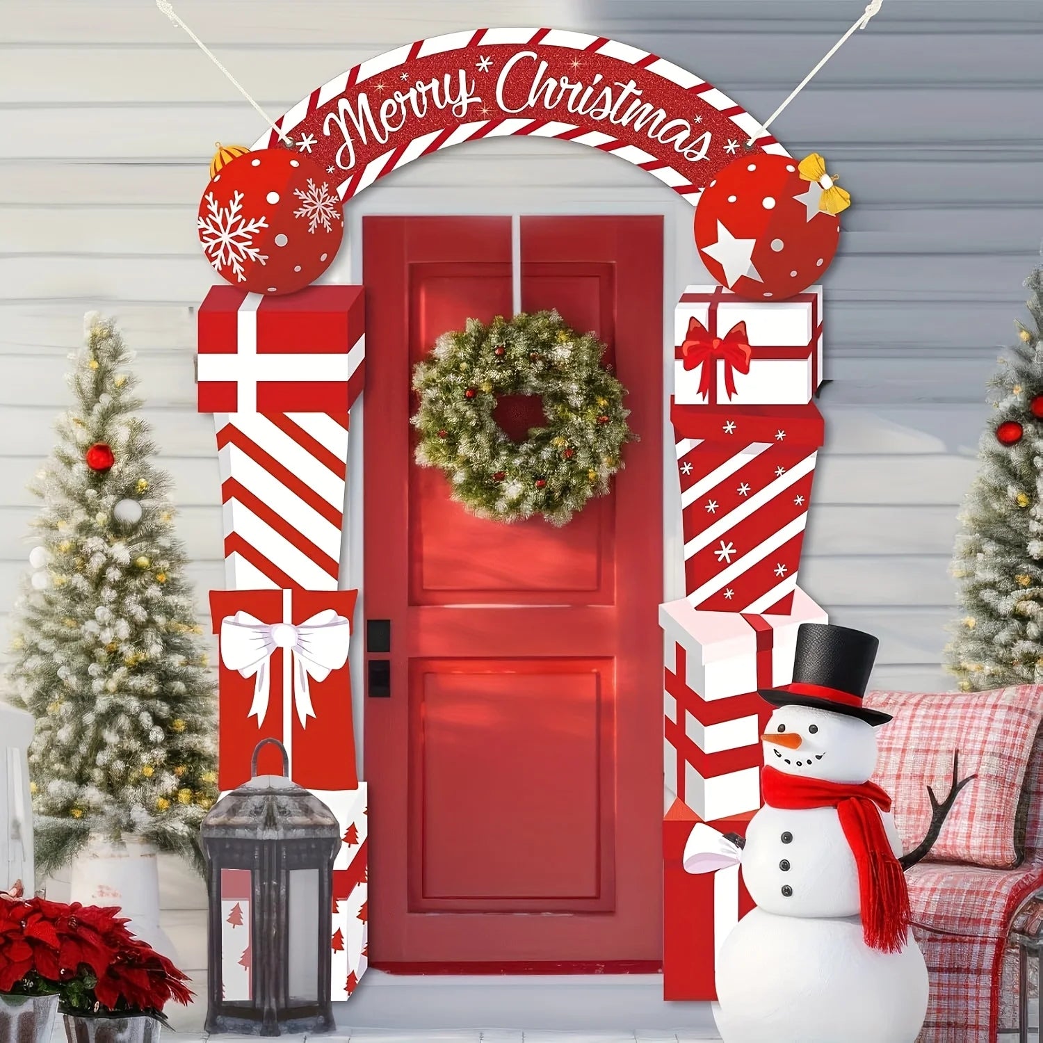 Christmas Hanging Door Banner Merry Christmas Decoration for Home festival Gift Box Xmas Door Navidad Notal Noel New Year 2026