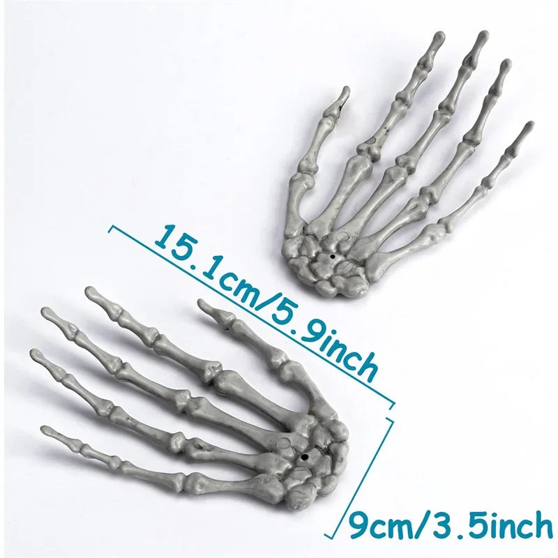 1-6Pair Halloween Skeleton Hand Scary Realistic Hand Bone Skull Decors Party Haunted House Halloween Terror Decoration Props