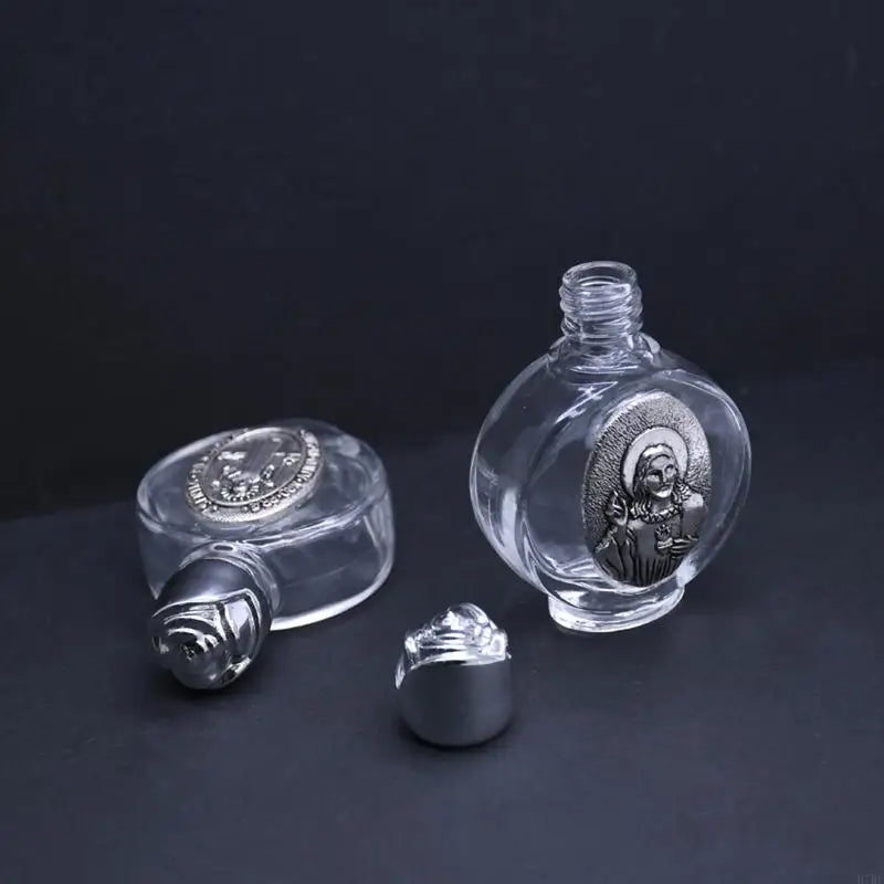 Empty Holy Water Bottle with Lid Clear Glass Praying Supplies for Home Church Christian Baptism Religious Gift Accesso