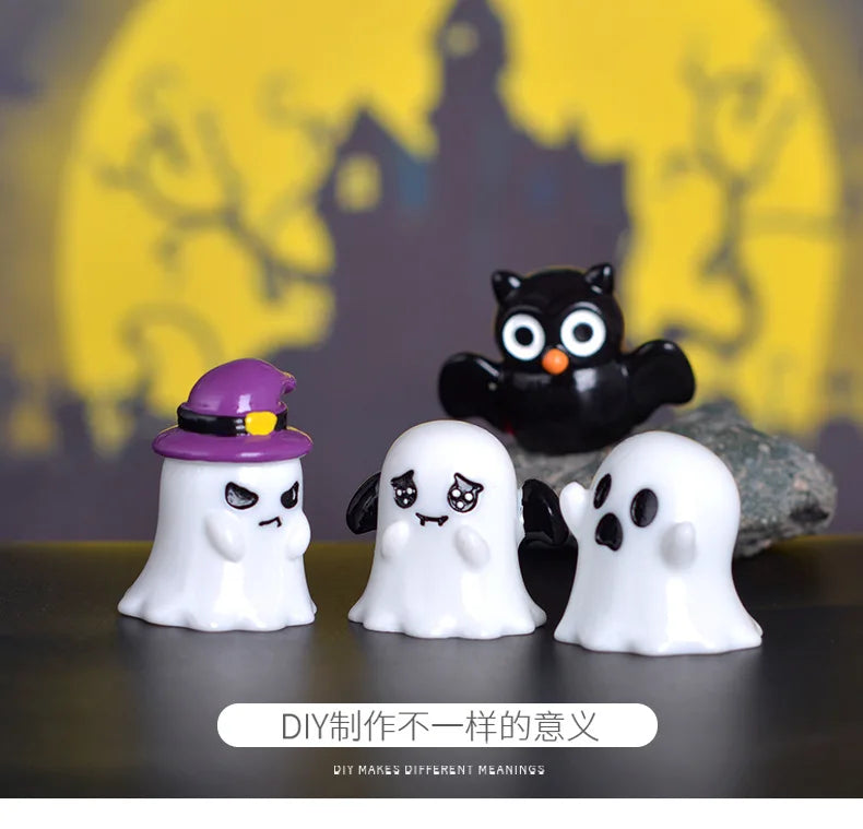 Halloween Micro Landscape Miniature Figurines Resin Craft Mini Fairy Garden Ornaments Cute Pumpkin Ghost Home Decor