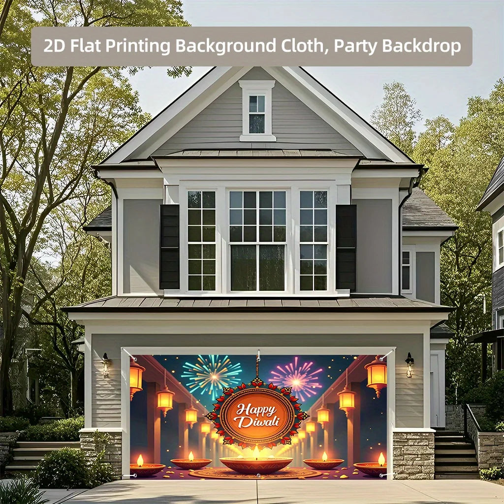 1PC2D Festival Indian Diwali celebration garage backdrop, suitable for home, outdoor, garden, no electricity required - wsj