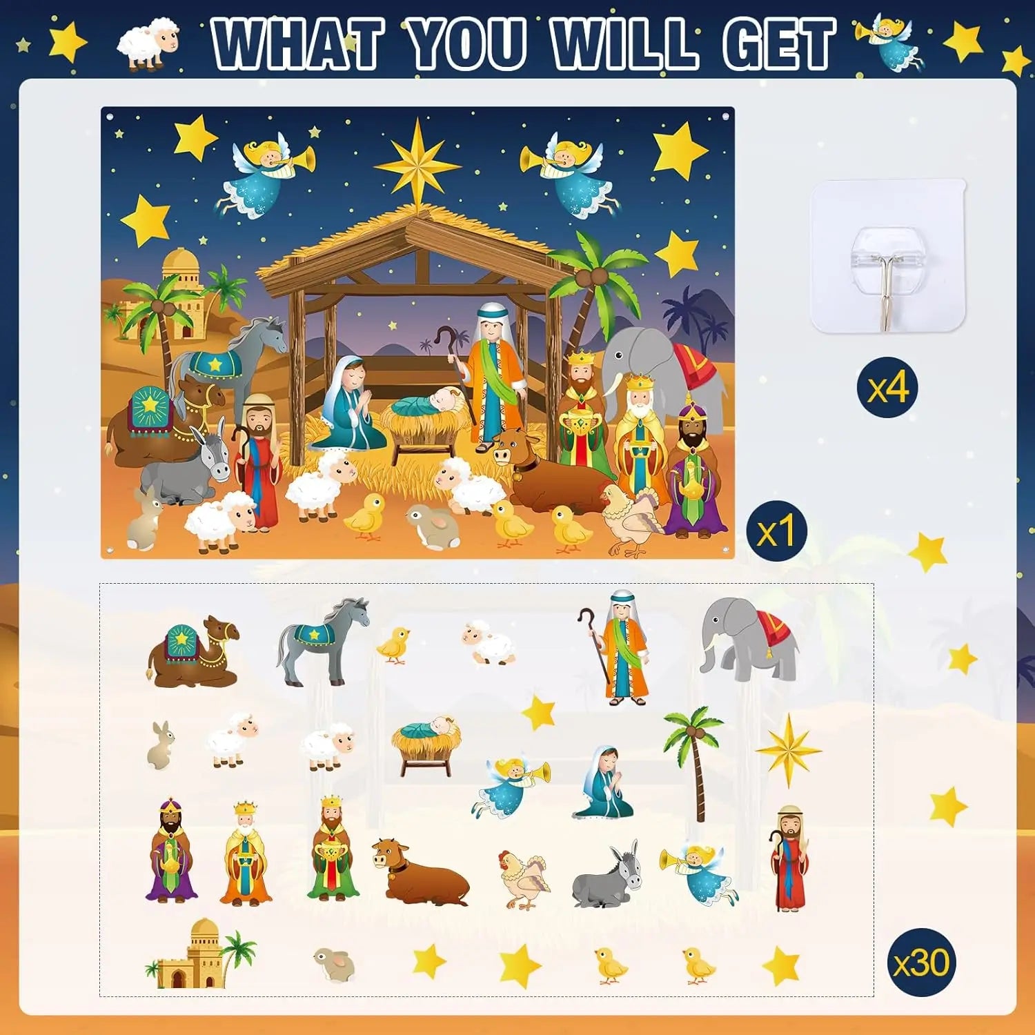 Christmas Felt Story Board Set Detachable Ornaments Wall Decor House Crafts DIY Learning Interactive Play Kit for Holiday Xmas