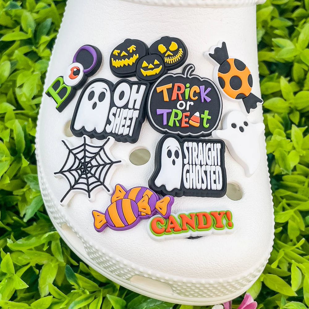 1pcs PVC Halloween Witches Shoe Charms for Women Men Girls Kids,Pumpkins Trick Or Treat Shoe Decorations Pins,Clog Buckles Gifts