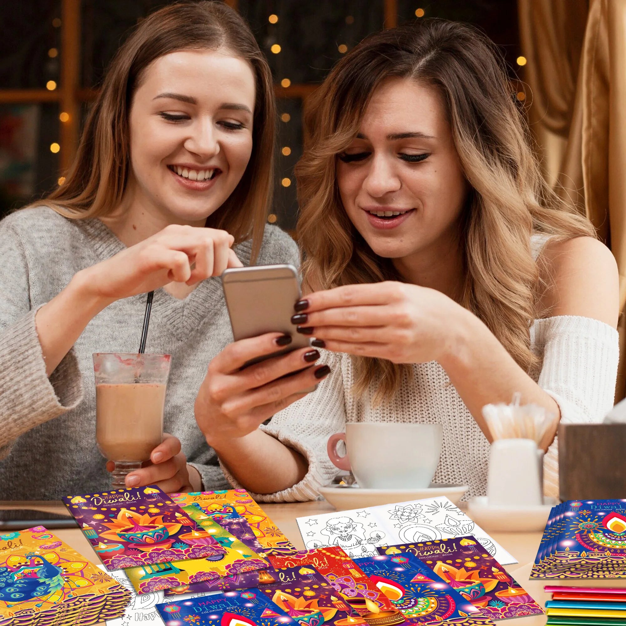 6/12/24pcs Diwali Festival Graffiti Drawing Painting Books DIY Coloring Picture Books For Kids Gifts Diwali Party