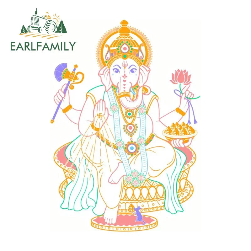 EARLFAMILY 13cm  for Ganesha Car Stickers Waterproof Sunscreen Suitcase Vinyl Material Motorcycle Helmet Fine Decal for Vehicle