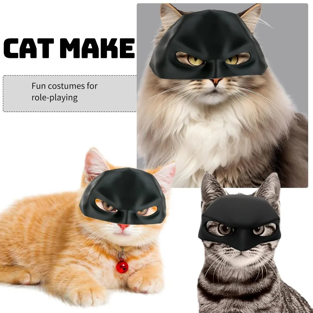 Bat Cat Avenger Mask Black Cute Superhero Bat Cat Halloween Cosplay Mask Pet Halloween Dress Up Costume Cats Pet Supplies XS-L