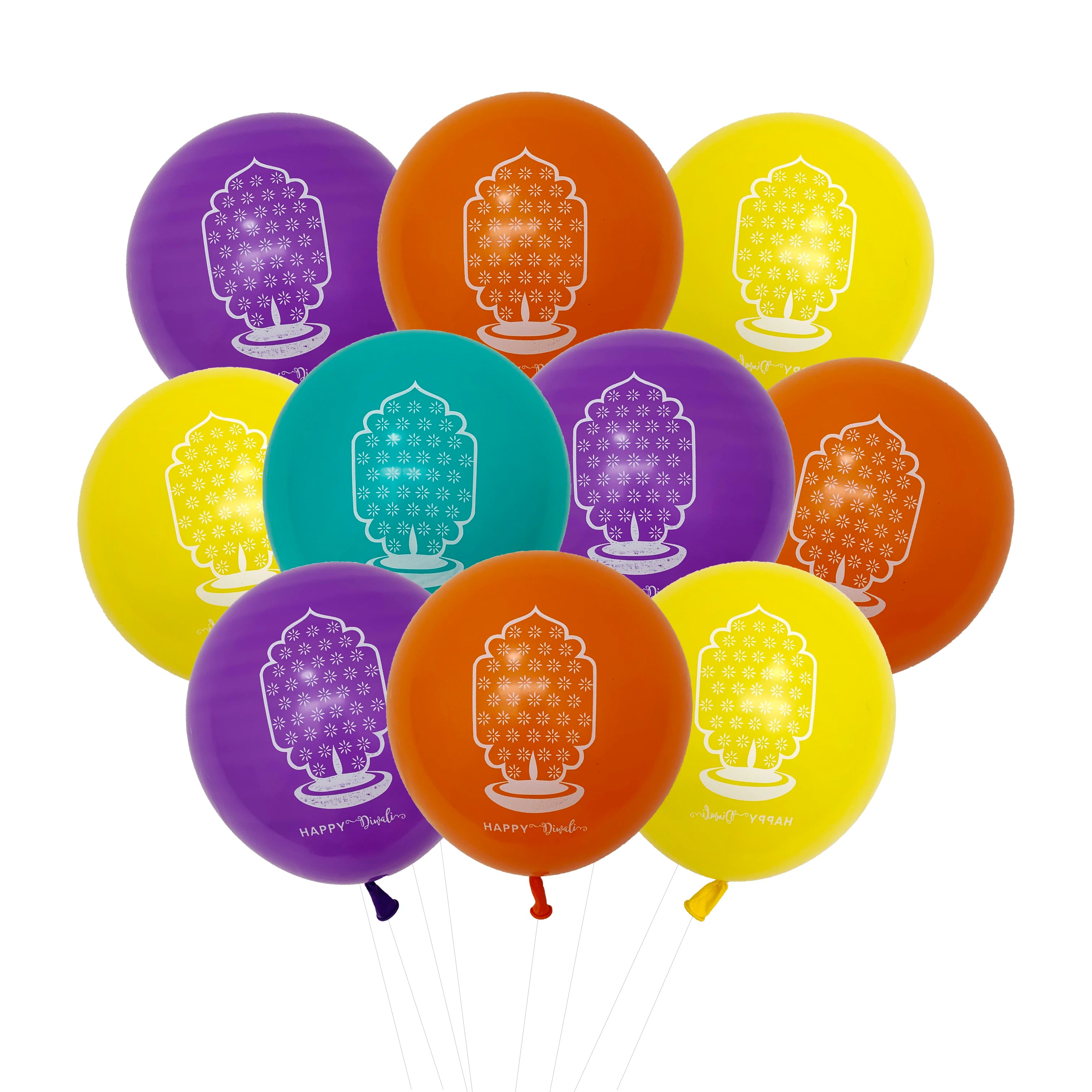 10Pcs Diwali Theme Latex Balloon Diwali Party Decoration Indian Diwali Lotus Elephant Balloons Happy Diwali Party Inflate Globos