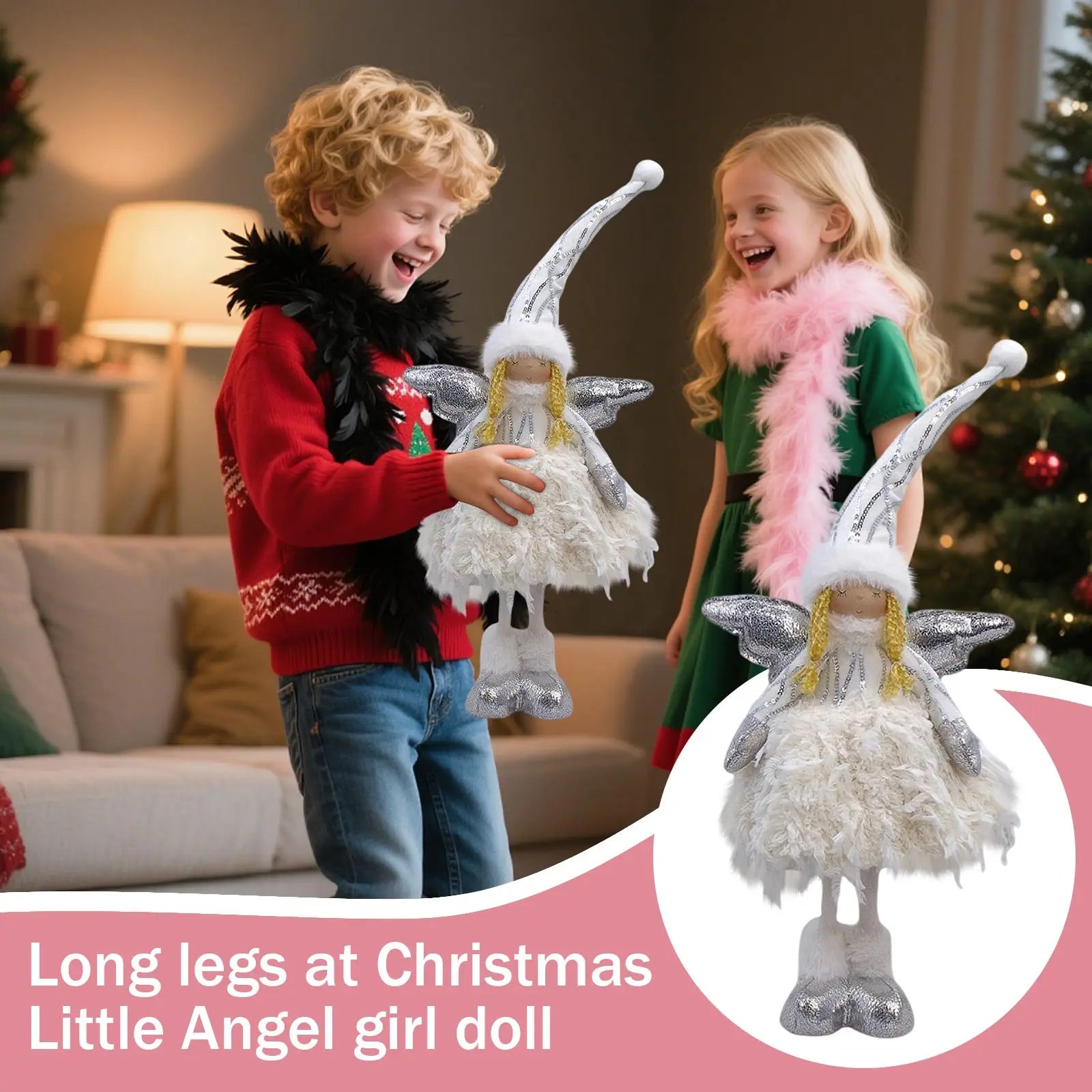 Christmas Little Angel Girl Doll Cartoon Princess High Hat Doll Window Display Long Leg Christmas Doll Suministros NavideñOs