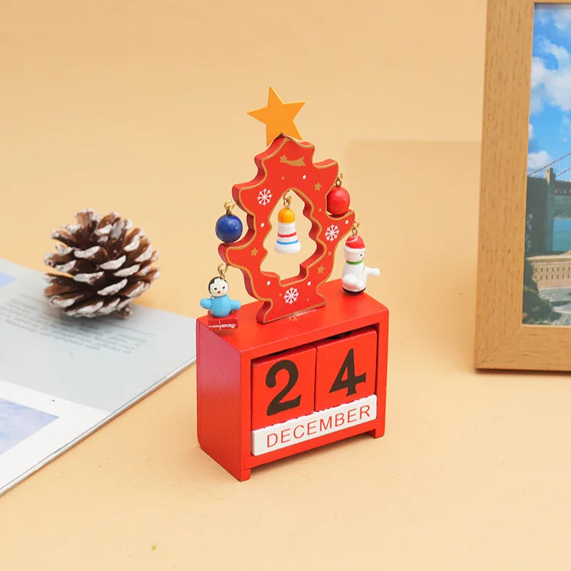 Christmas Gifts Wooden Calendar Tabletop Ornaments Santa Claus Christmas Tree Decorations Home Decoration Accessories