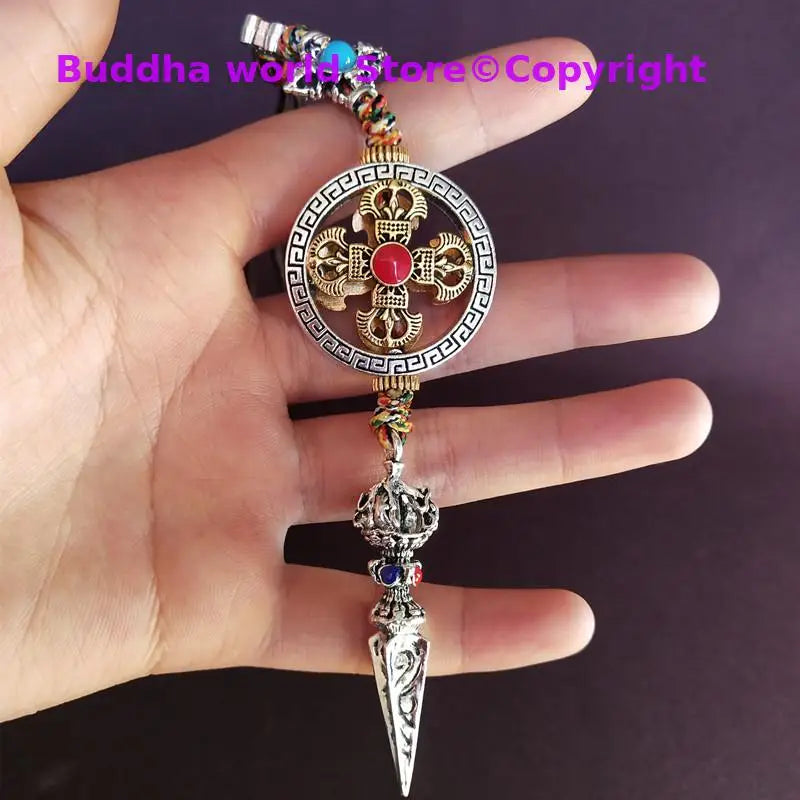 Wholesale Buddhist supplies GOOD 3P Efficacious Amulet Greco-Buddhist pocket travel CAR Safety Mantra Tibet Buddha Vajra Pendant