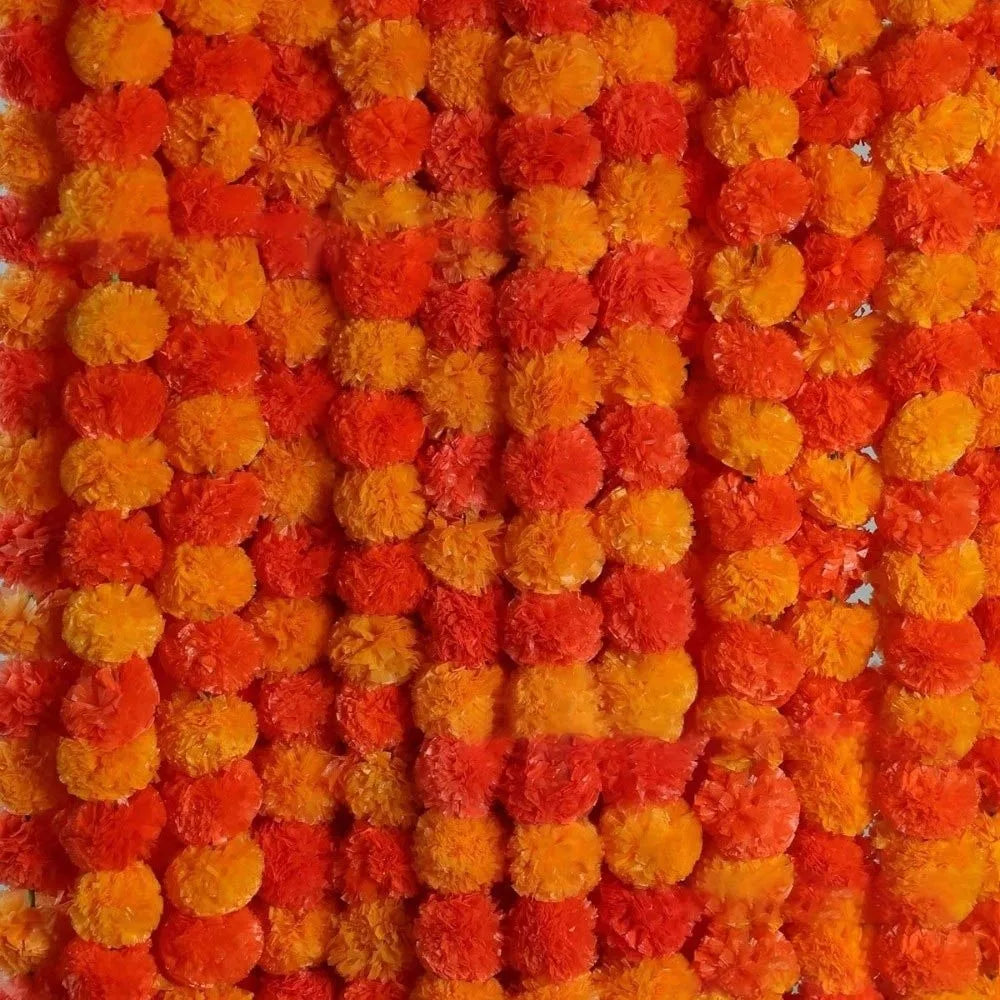 Long Strands Artificial Marigold Garland Pooja Diwali Fiesta Indian Décor Marigold Flower Garlands Reusable Events Decor