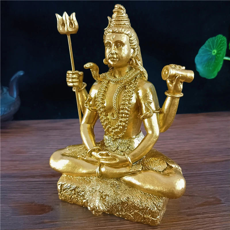 Golden Shiva Statue Hindu Ganesha Vishnu Buddha Figurine Sculpture Room Office Home Decoration India God Feng Shui Crafts