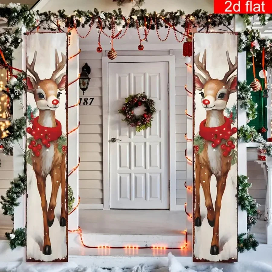 Christmas Hanging DoorBanner Antithetical Couplet Merry Christmas Party Decoration New Year 2026 Christmas Wall Banner Xmas Gift