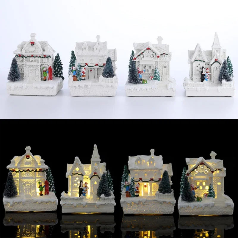 Christmas Light House Christmas Village Decoration For Home Xmas Gifts Christmas Ornaments New Year 2025 Natale Navidad Noel