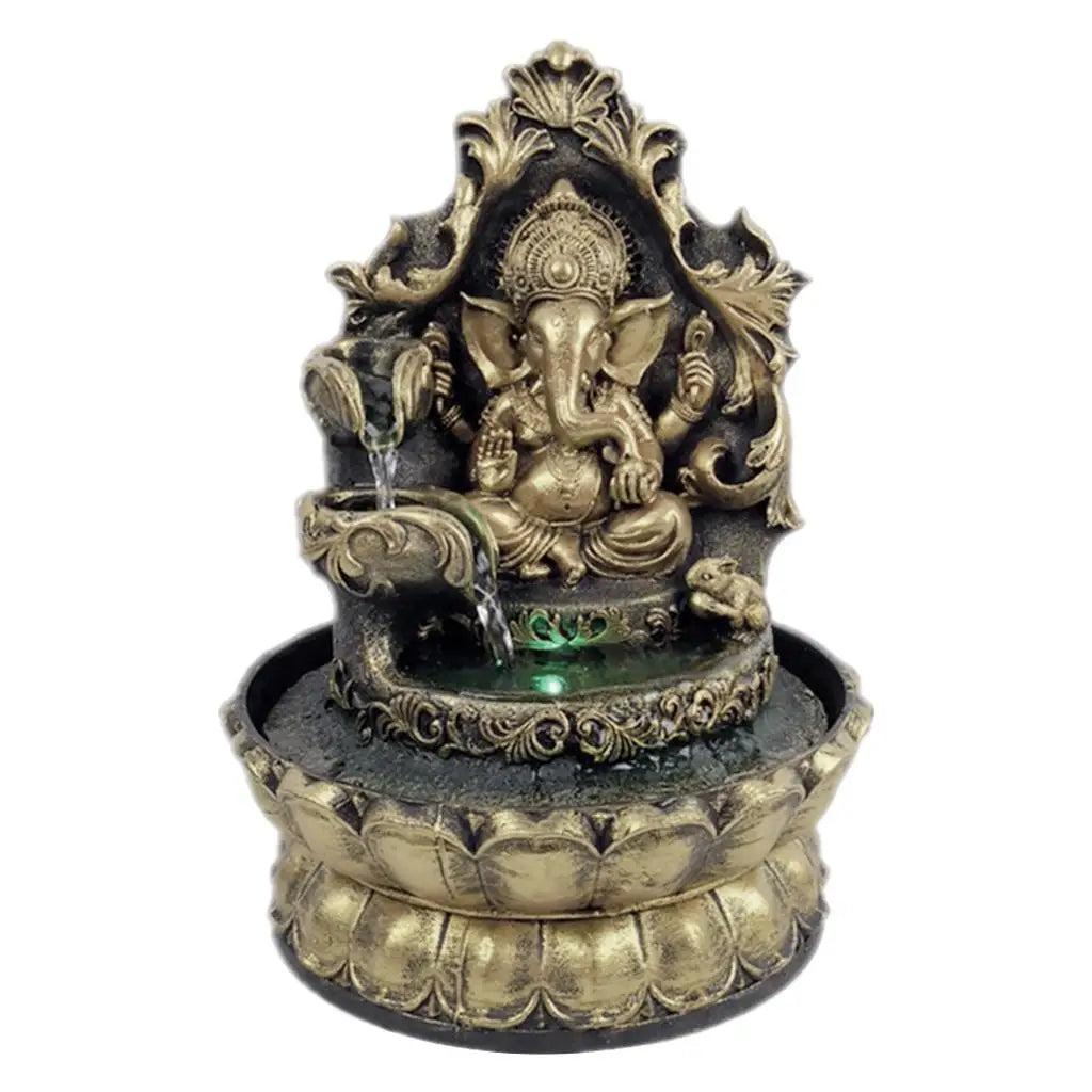 Decorative Hindu Ganesha Statue Water Fountain Waterscape Lucky Meditation Relax Home Living Room Ornaments