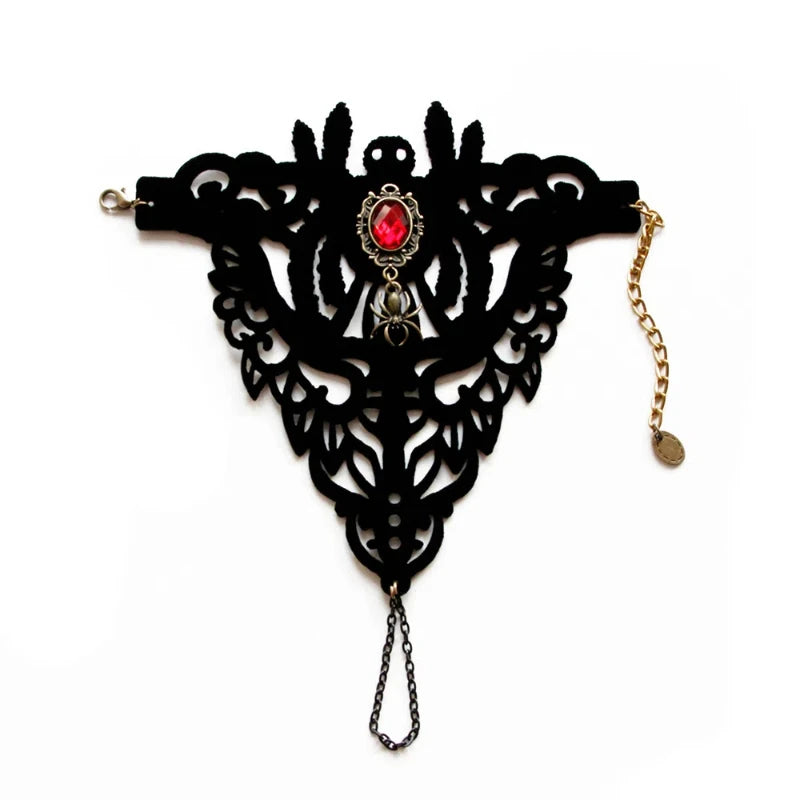 Gothic Black Lace Bracelet Halloween Dress Up Steampunk BraceletWristband Hand Chain Victorian Accessories for Halloween Cosplay