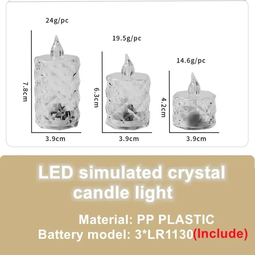 24-1PCS Flameless LED Light Candle LED Crystal Candle Light Electronic Night Lamp Dating Party Holiday Home Wedding Decoration