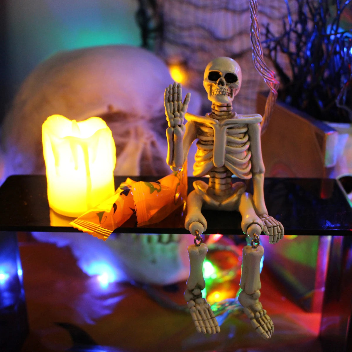 Halloween decorations, waving hands, skull ornaments, resin crafts, ghost festival horror atmosphere, landscaping props