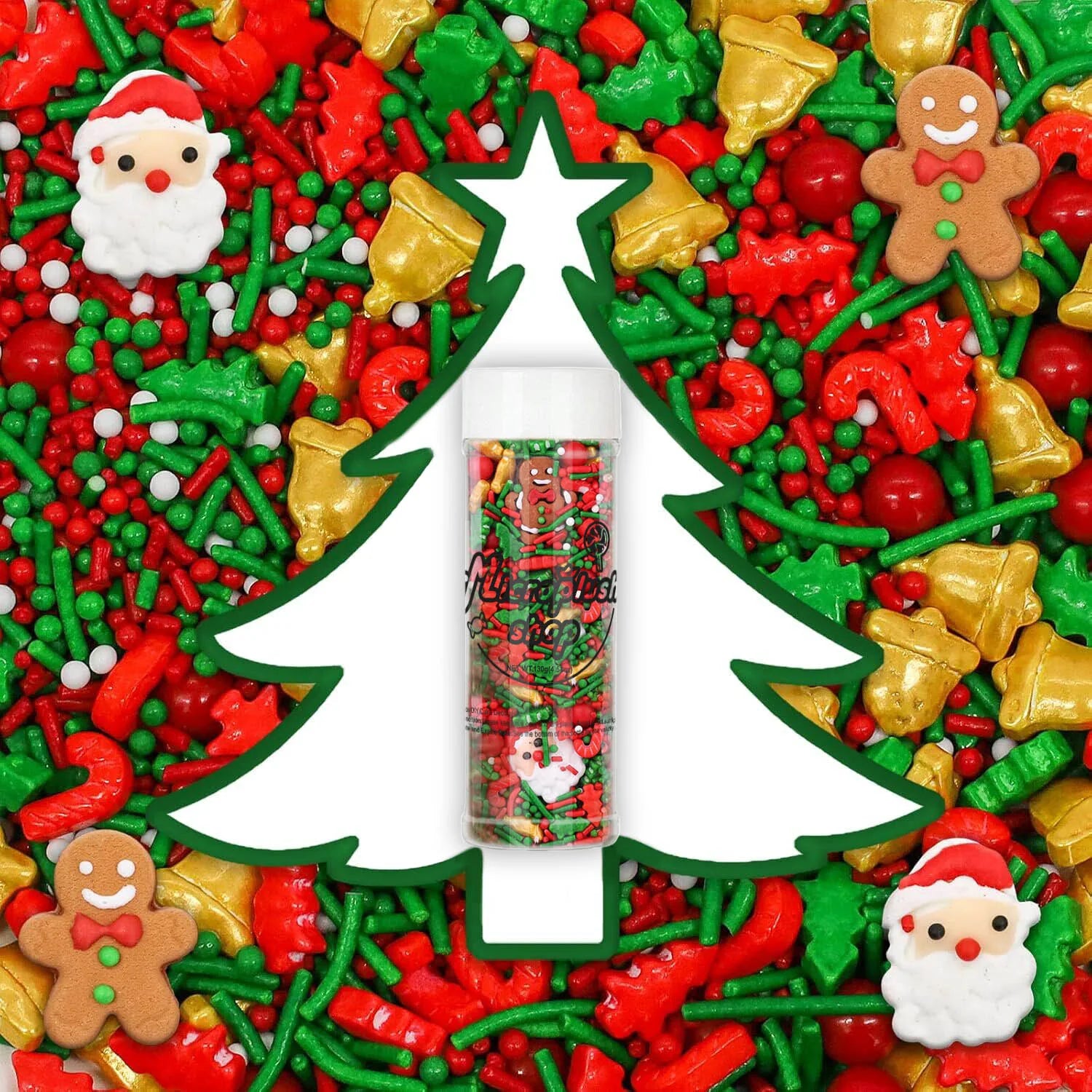 Christmas Sprinkles Mix Christmas Tree Santa Claus Sprinkles Christmas Jimmies Red and Green Sprinkle for  Cookie Baking Decor