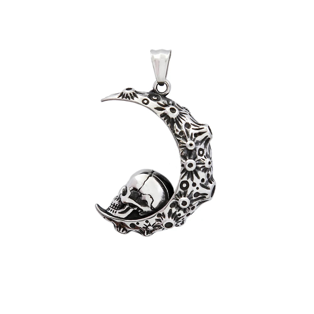 Gothic Hip Hop Skull Pendant Necklaces For Men Stainless Steel Punk Fashion Skeleton Necklace Halloween Jewelry Gifts Wholesale